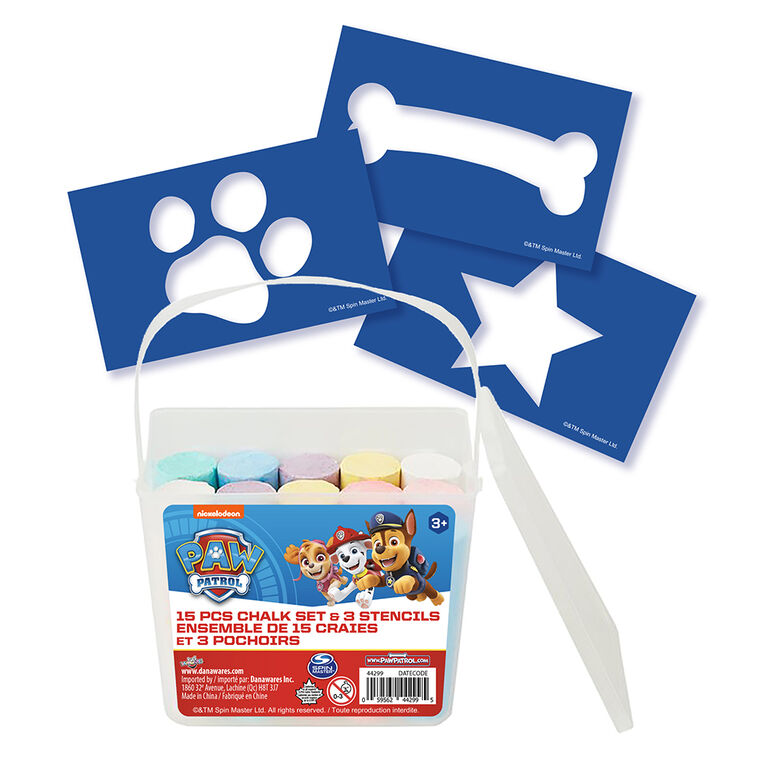 Paw Patrol Sidewalk Chalk Bucket with stencils (15 pieces)