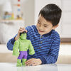 Marvel Spidey and His Amazing Friends Power Smash Hulk, Face-Changing 10-inch Hulk Figure with Brick Wall Accessory