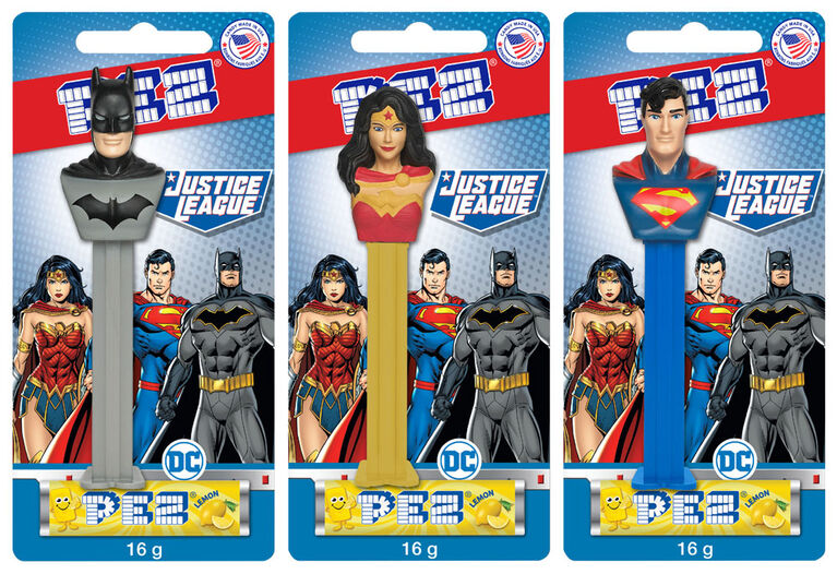 Pez Justice League - 1 par commande, la couleur peut varier (Chacun vendu séparément, sélectionné au hasard)