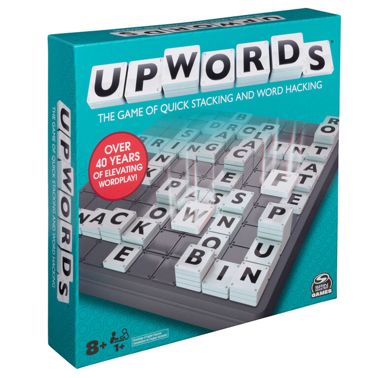 Upwords, Word Game with Stackable Letter Tiles & Rotating Game Board, Games for Family Game Night