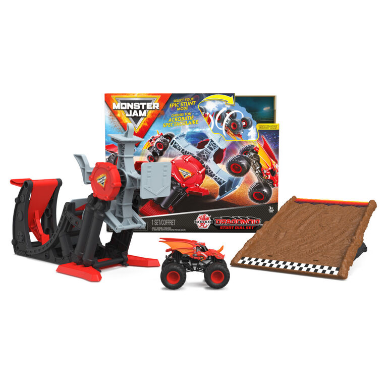 Monster Jam, Official Bakugan Dragonoid Stunt Dial Playset with Exclusive 1:64 Scale Dragonoid Die-Cast Monster Truck