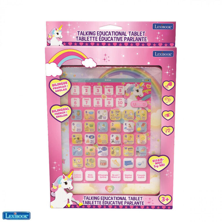 Tablette d'apprentissage interactif bilingue éducatif Licorne