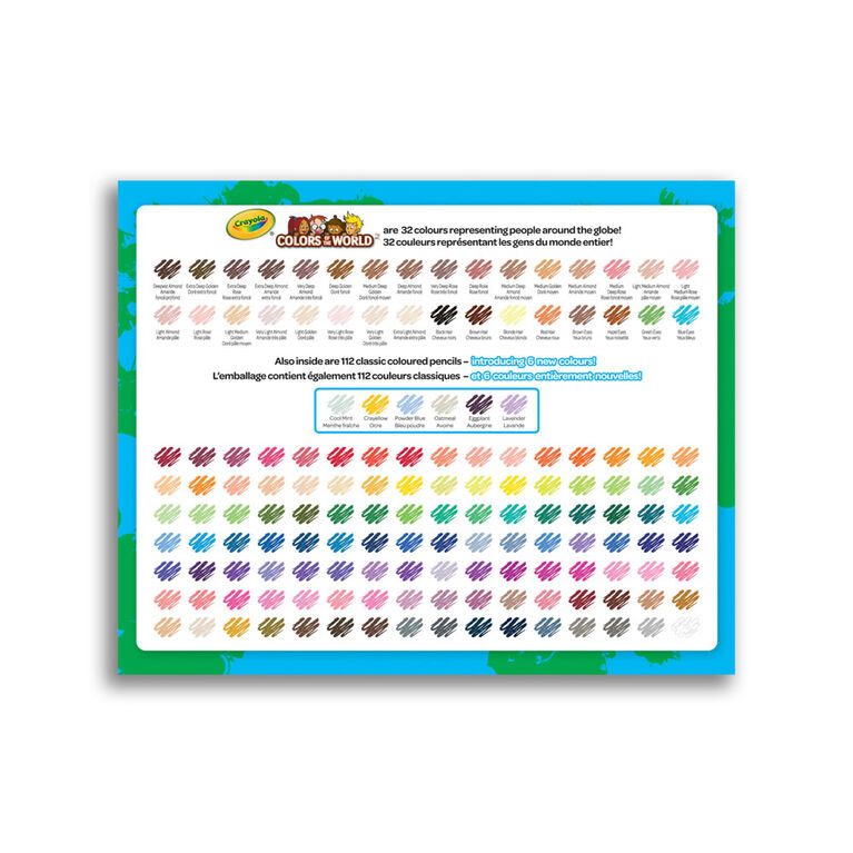 Crayons de couleur Crayola, avec couleurs Colors of the World, boîte de 150