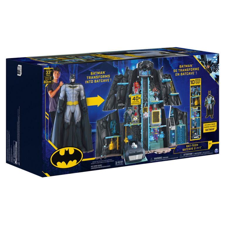 Batman, Bat-Tech Batcave, Giant Transforming Playset with Exclusive 4" Batman Figure and Accessories