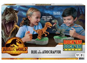 Rock 'Em Sock 'Em Robots Blue vs Atrociraptor Jurassic World Dominion Game