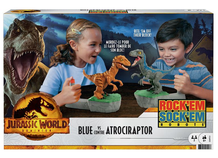 Rock 'Em Sock 'Em Robots Blue Vs Atrociraptor Jurassic World Dominion