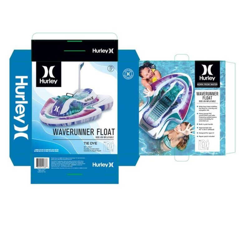 Hurley Wave Runner Water Inflatable Pool Float, Purple