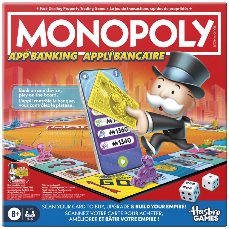Monopoly Appli bancaire, jeu de plateau avec appli pour appareil intelligent, dès 8 ans