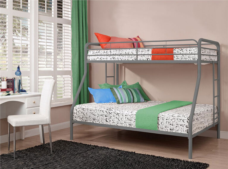 DHP - Twin Over Full Bunk Bed, Silver