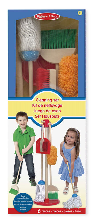 Melissa & Doug Let's Play House Dust! Sweep! Mop! 6 Piece Pretend Play Set  - Toddler Toy Cleaning Set, Pretend Home Cleaning Play Set, Kids Broom And