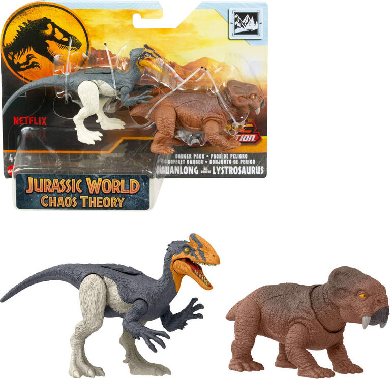 Jurassic World Danger Pack Guanlong vs. Lystrosaurus Dinosaur Action Figure Toys, Digital Play