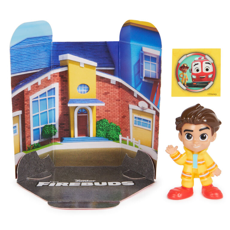 Disney Junior Firebuds, Jouets à collectionner Petits sauveteurs de 5 cm avec emballage transformable et autocollants