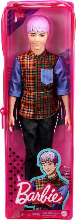 Barbie Ken Fashionistas Doll #154, Sculpted Purple Hair & Plaid Shirt