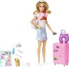 Barbie Doll and Accessories, "Malibu" Travel Set with Puppy and 10+ Pieces Including Working Suitcase