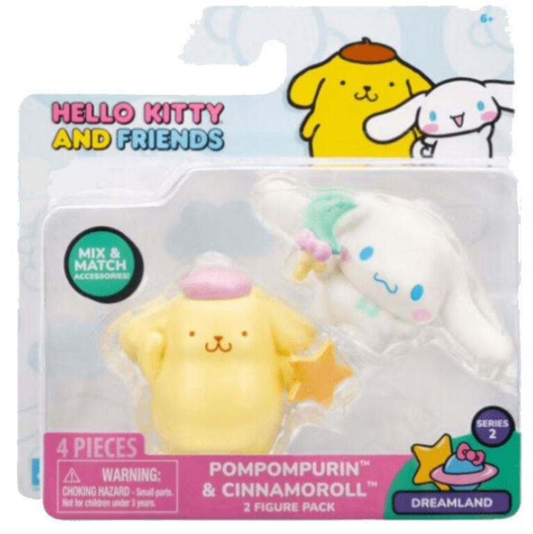 Hello Kitty & Friends 2 Figure Pack: Dreamland - Cinnamoroll Lollipop & Pompompurin Star