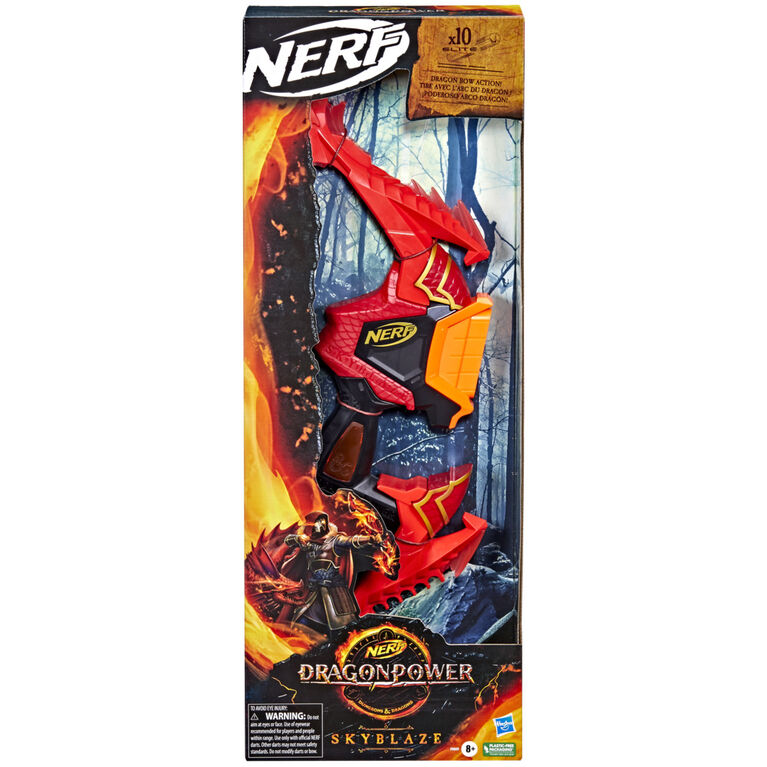 Nerf DragonPower Skyblaze Dart Bow, Inspired by Dungeons and Dragons, Dragon Bow Action, 10 Nerf Darts, 5-Dart Storage - R Exclusive