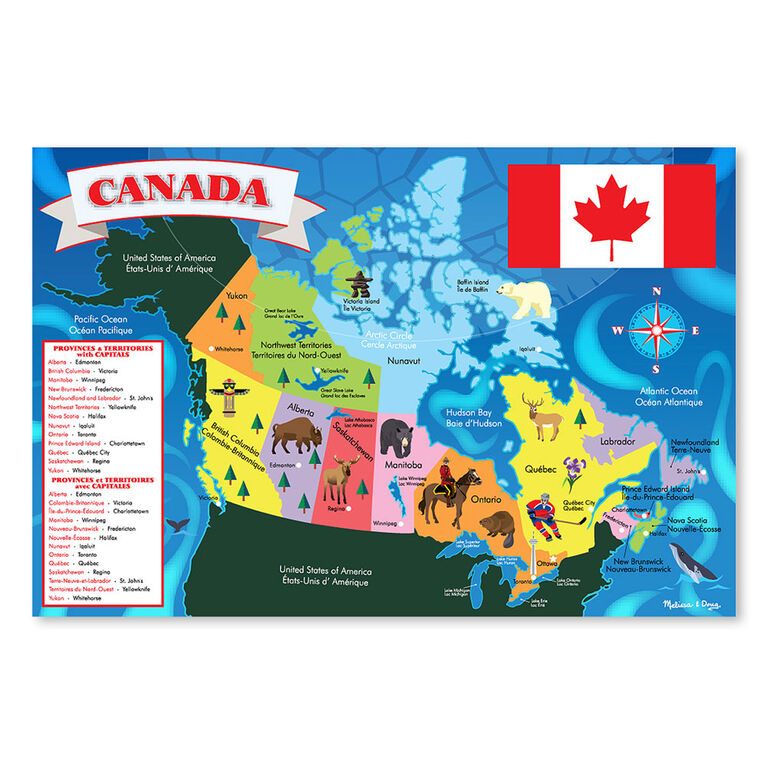Melissa Doug Canada Map Jumbo Jigsaw Floor Puzzle 48 Pieces 60 96cm X 91 44cm Toys R Us Canada