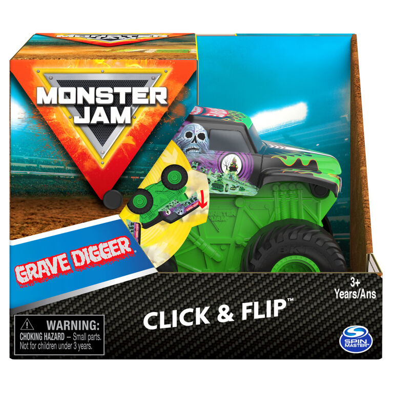 Monster Jam, Monster truck Click and Flip Grave Digger officiel, échelle 1:43