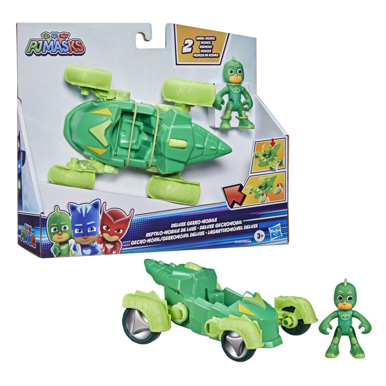 PJ Masks Gekko Deluxe Vehicle Preschool Toy, Gekko-Mobile Car with 2 Wheel Modes and Gekko Action Figure