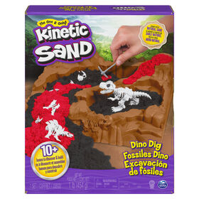 Kinetic Sand, Coffret Fossiles Dino avec 10 os de dinosaures cachés à découvrir