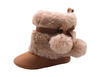 First Steps Chestnut Microsuede Pom Faux Fur Booties Size 1, 0-3 months