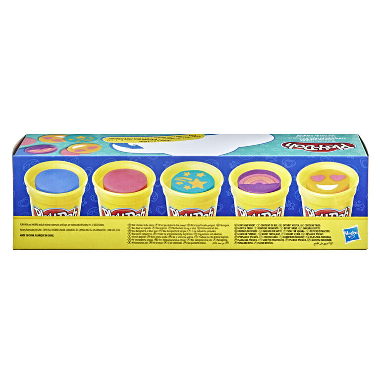 Play-Doh Pots de bonheur, pack de 5 pots de pâte à modeler atoxique de 113 g chacun, dont 3 sont inspirés d'emojis