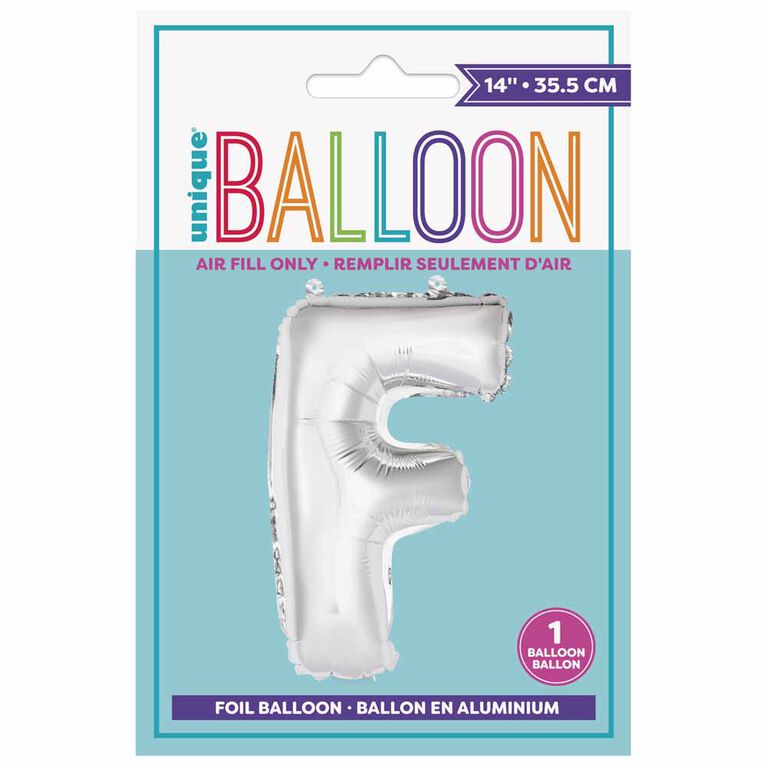 14" Silver Letter Balloons - F