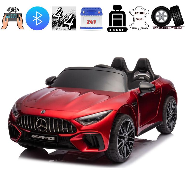KIDSVIP Mercedes Benz 24V SL63 Voiture 4X4 sous licence pour enfants avec RC - Rouge