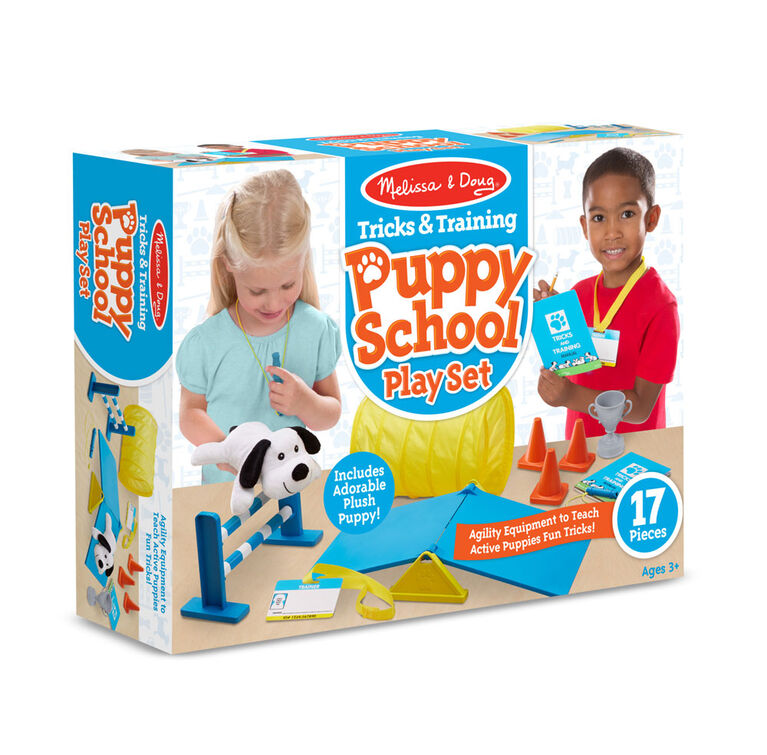 Melissa & Doug Tricks & Training Puppy School Play Set with Stuffed Animal Plush Dog (12 Pcs)