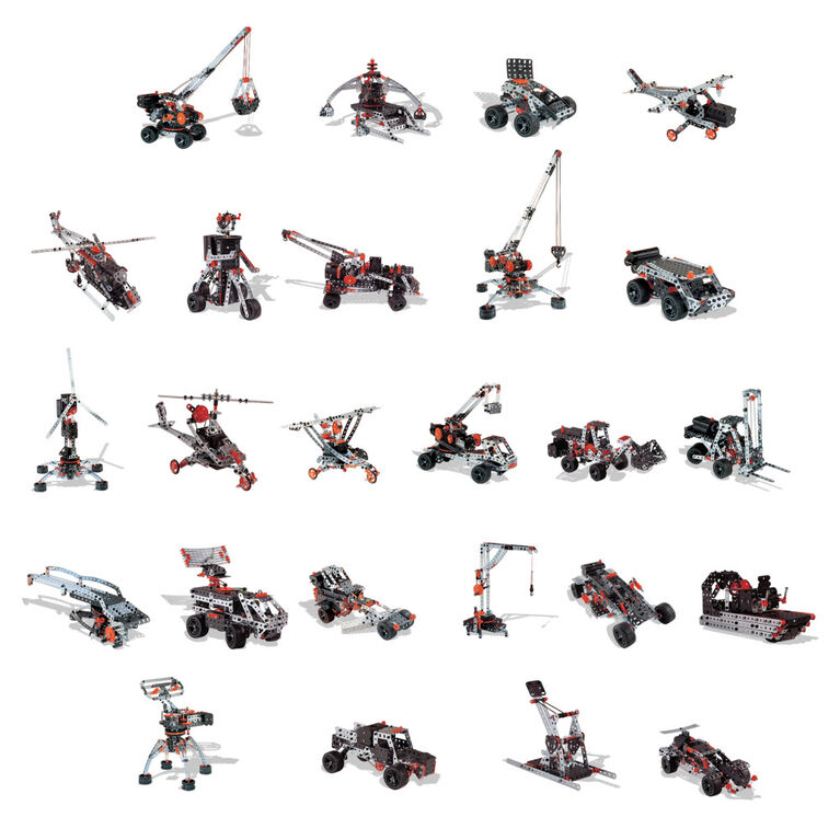 Meccano, Ensemble de construction motorisé Super Construction 25 en 1, Jouet éducatif STEAM, 638 pièces