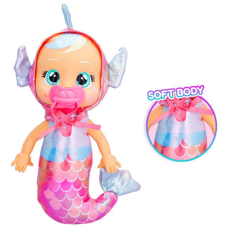 Cry Babies Tiny Cuddles Mermaids Delphine - 9" Baby Doll | Metallic Pajamas with Mermaid Tail