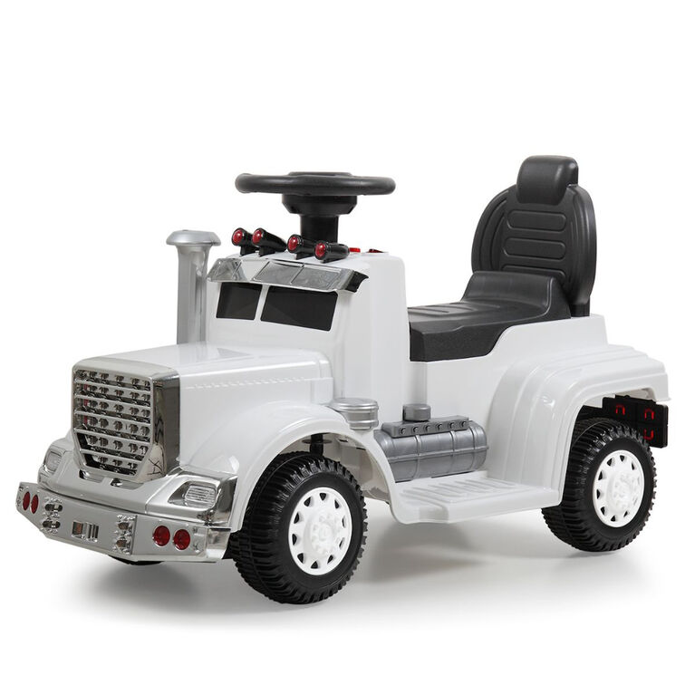 KidsVip 6V Kids and Toddlers Big Rig Ride on Push Truck 3 in 1 w/Side Guards, Handle, RC - White - English Edition