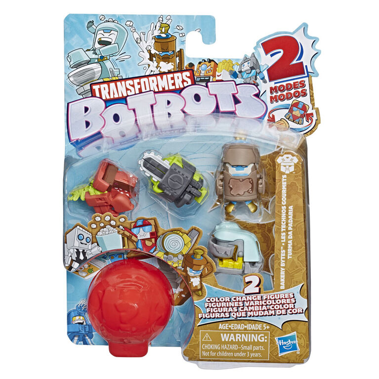 Transformers BotBots, Les Technos gourmets, emballage de 5 figurines mystère.