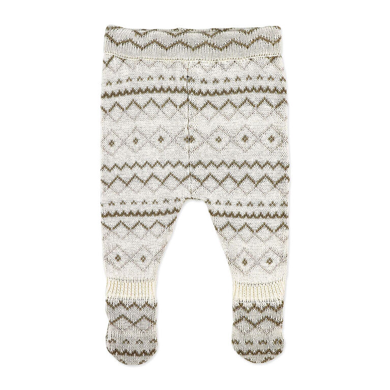 Rock a Bye Baby  Ensemble cardigan en tricot avec pieds : Fairisle crème 0-3 mois