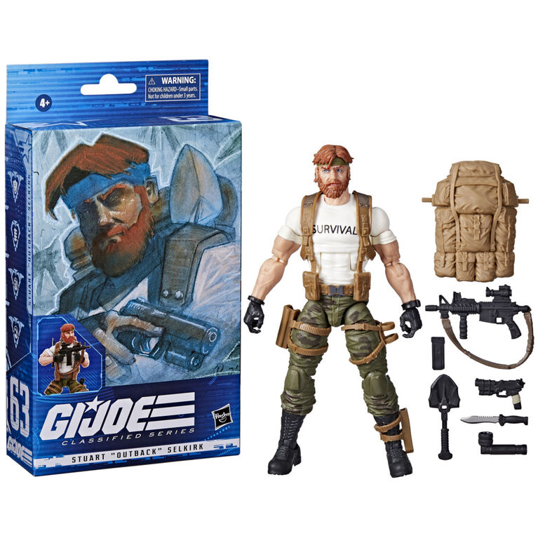 G.I. Joe Classified Series Stuart "Outback" Selkirk Action Figure 63 Collectible Toy, Accessories, Custom Package Art