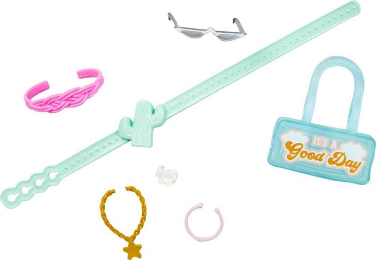 Barbie Doll in Trendy Pink Jumpsuit with Accessories and Pet Puppy