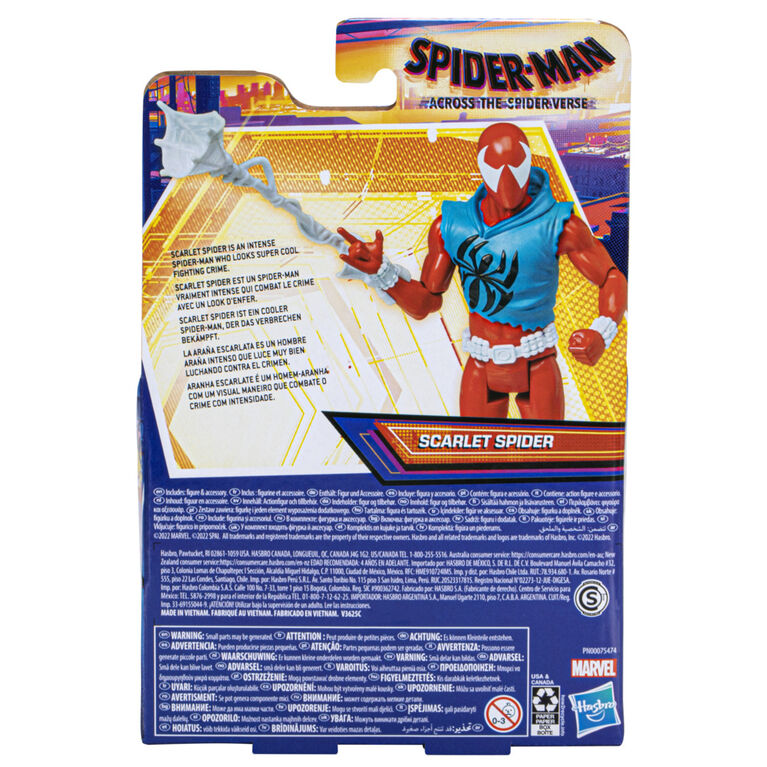 Marvel Spider-Man: Across the Spider-Verse Scarlet Spider Toy, 6-Inch-Scale Action Figure with Accessory, Toy for Kids Ages 4 and Up