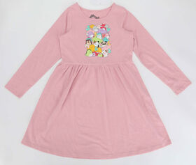 Squishmallows Friends on Clouds Long Sleeve Dress Pink