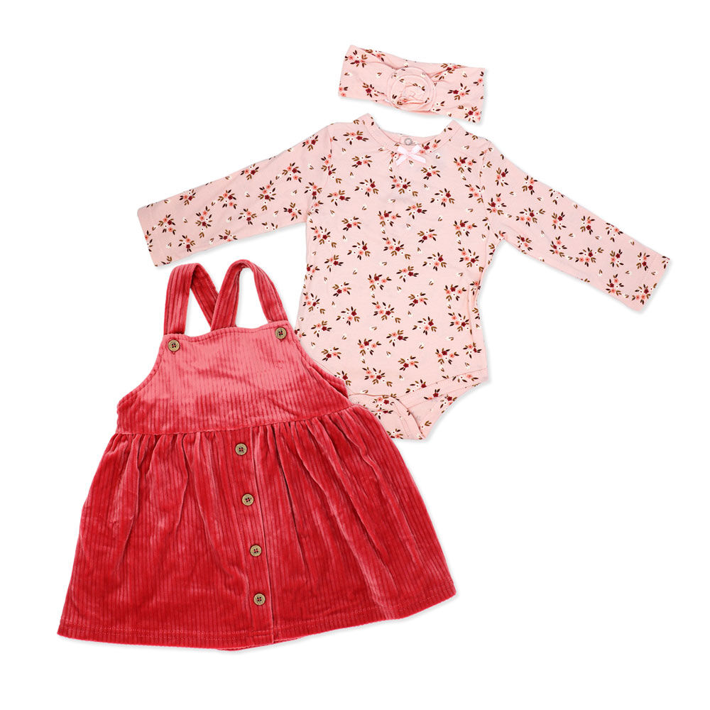 Baby Mode 3 Piece Jumper Set: Rose Floral