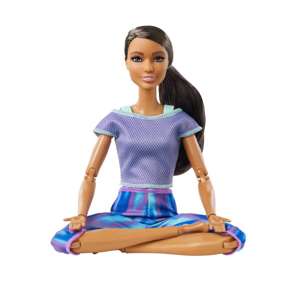 Barbie Made to Move Doll with 22 Flexible Joints Curly Brunette Ponytail Wearing Athleisure wear Toys R Us Canada