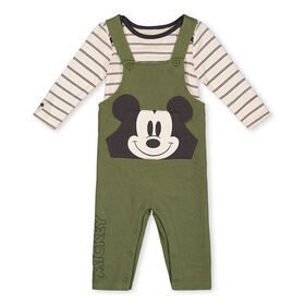 Mickey Mouse ens.Salopette Vert 12/18M