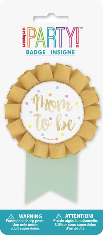 Foil "Mom to Be" Baby Shower Badge - English Edition