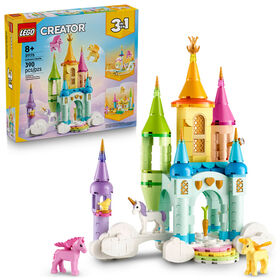 LEGO Creator 3en1 Le Château des Licornes, Animaux pour Jouer, Transformable en Bateau ou en Cabane dans la Forêt 31175