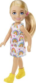 Barbie - Chelsea Doll Wearing Rainbow-Print Dress and Yellow Shoes