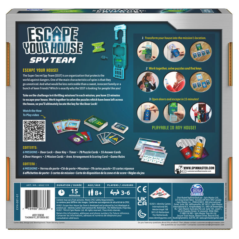 Escape Room The Game, Escape Your House: Spy Team Fun Strategy Family Board Game