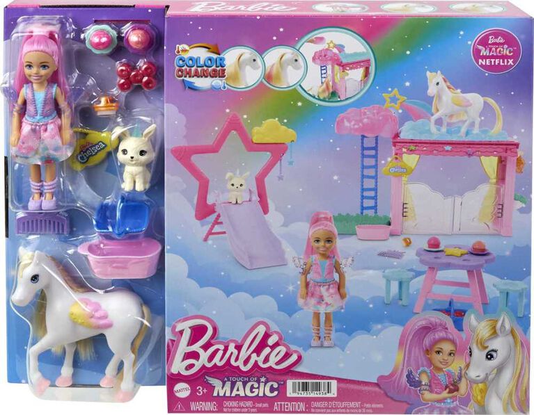 Barbie A Touch of Magic Chelsea Doll Playset with Baby Pegasus, Winged Horse Toys