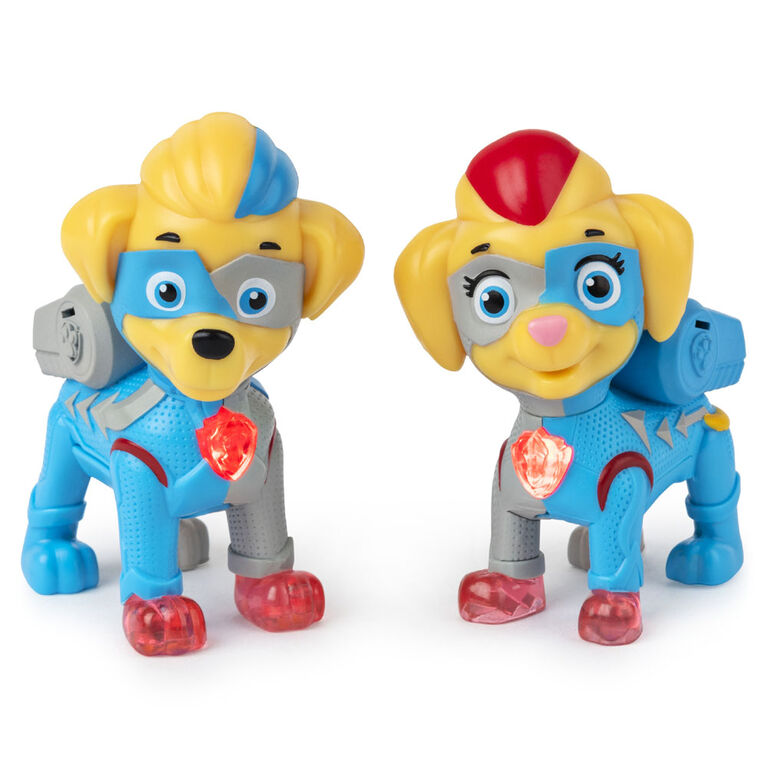 Paw Patrol Mighty Pups Super Paws Mighty Twins Light Up Figures 2 Pack Toys R Us Canada