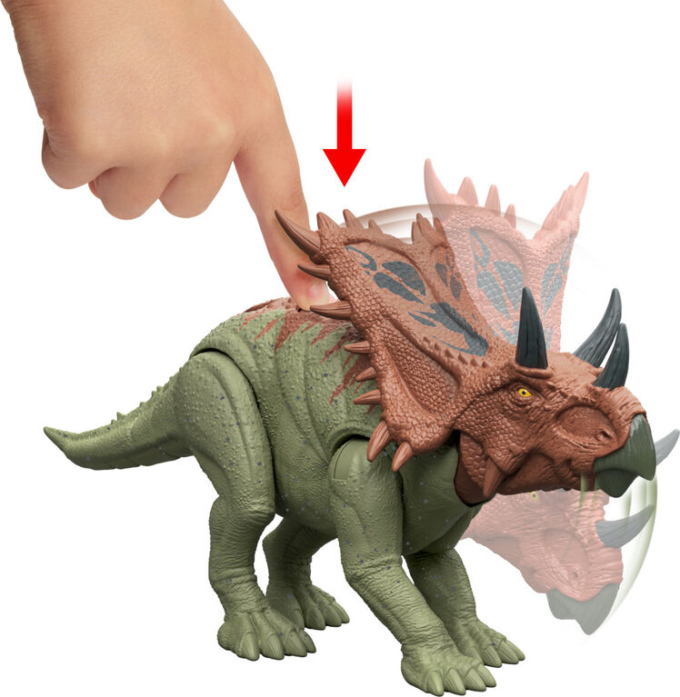 Jurassic World Strike Attack Chasmosaurus Dinosaur Action Figure Toy with Single Strike Action