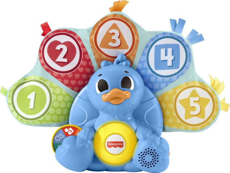 Fisher-Price Linkimals Counting Colors Peacock Baby Learning Toy with Lights and Music - French Version