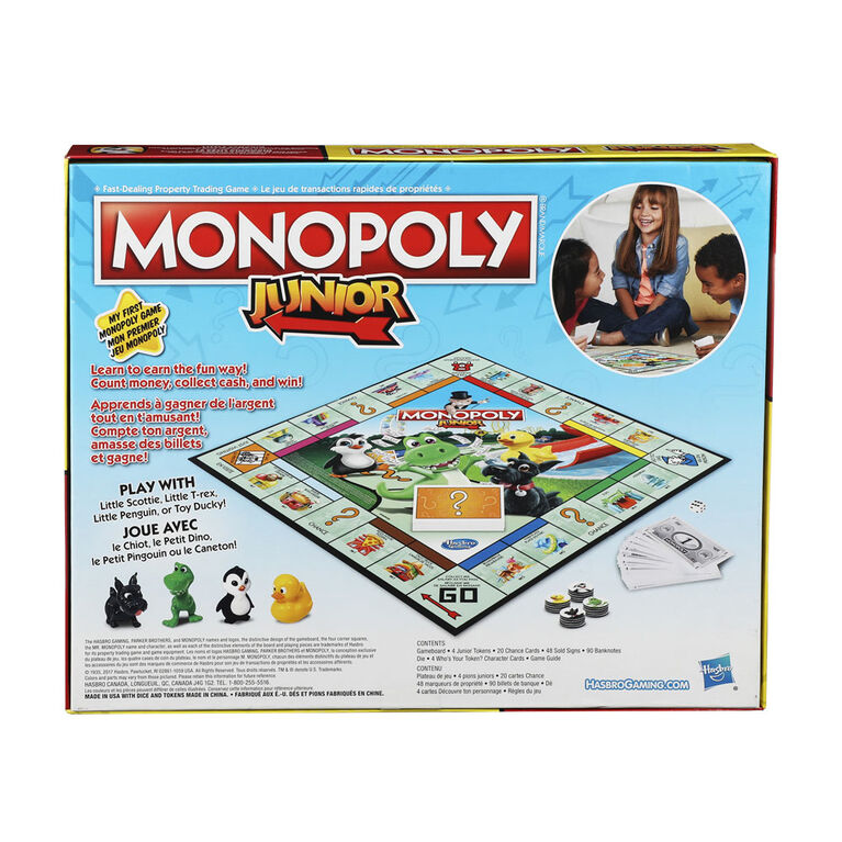 Monopoly Jr de Hasbro Gaming - les motifs peuvent varier